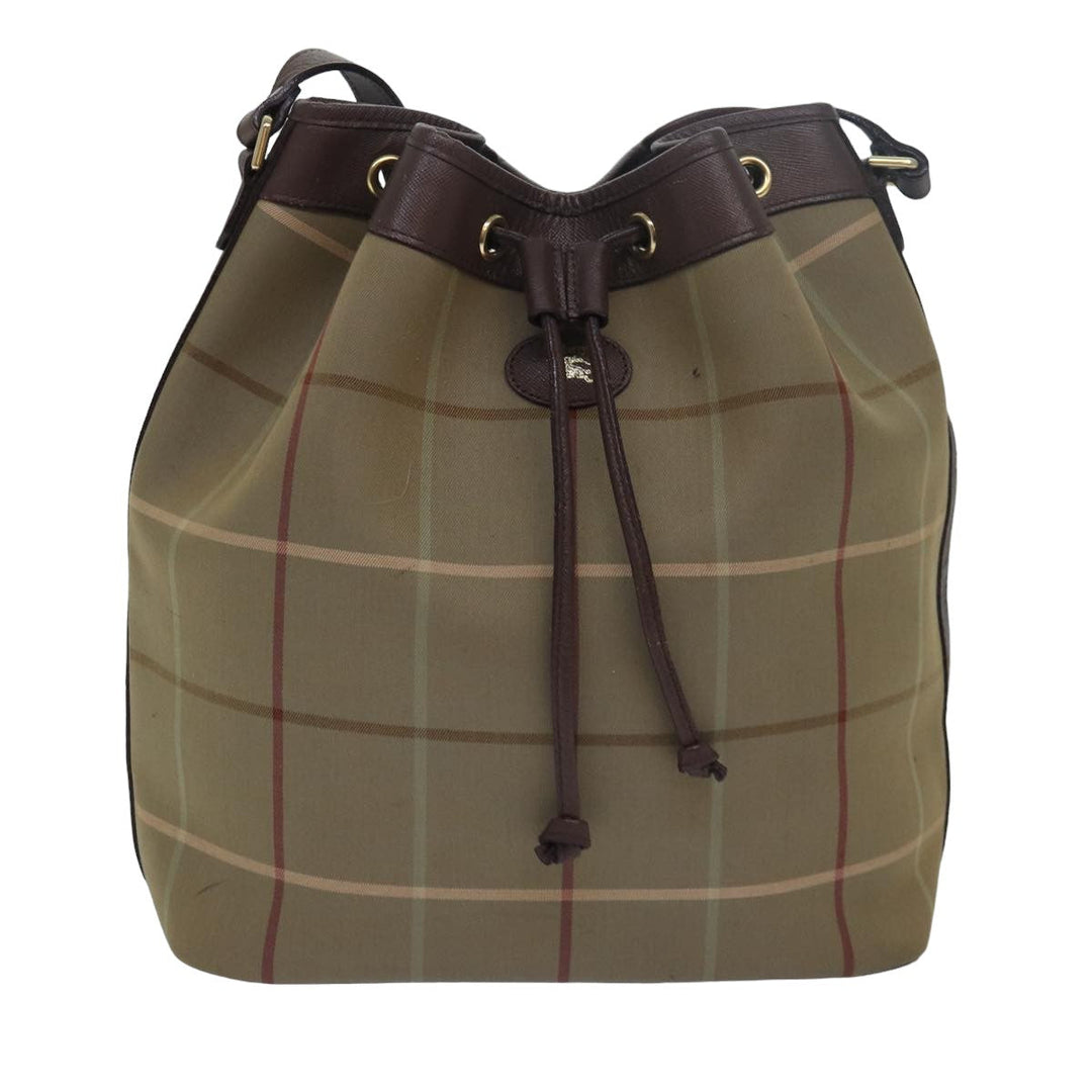 BurberrySs Nova Check Shoulder Bag Canvas Beige Khaki Auth 79560
