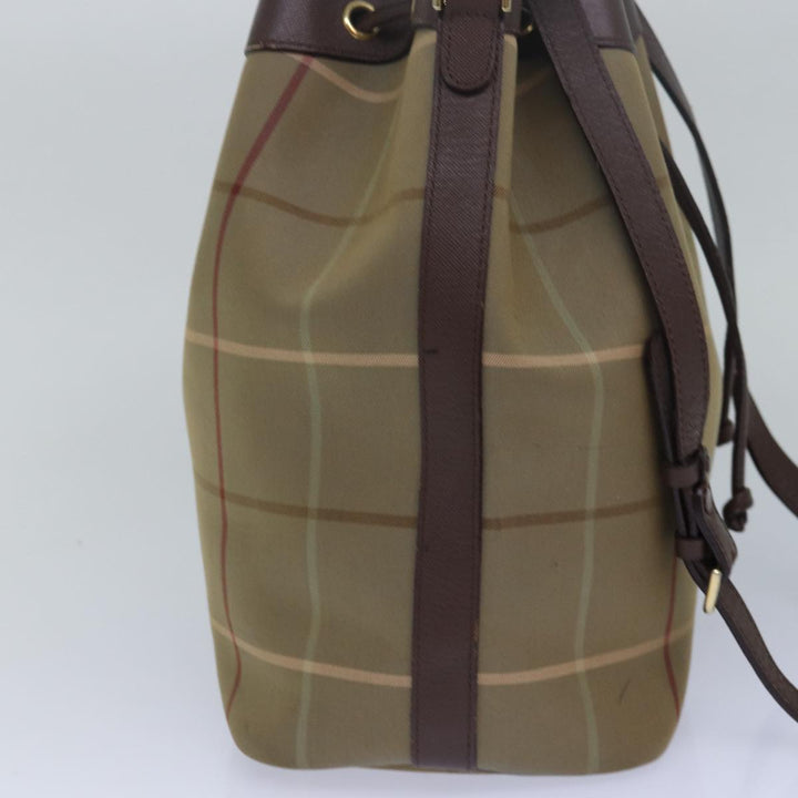 BurberrySs Nova Check Shoulder Bag Canvas Beige Khaki Auth 79560