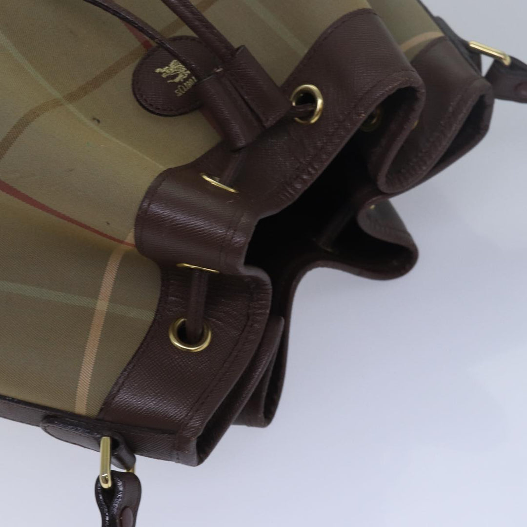 BurberrySs Nova Check Shoulder Bag Canvas Beige Khaki Auth 79560