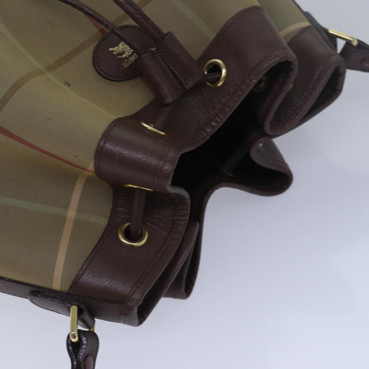 BurberrySs Nova Check Shoulder Bag Canvas Beige Khaki Auth 79560