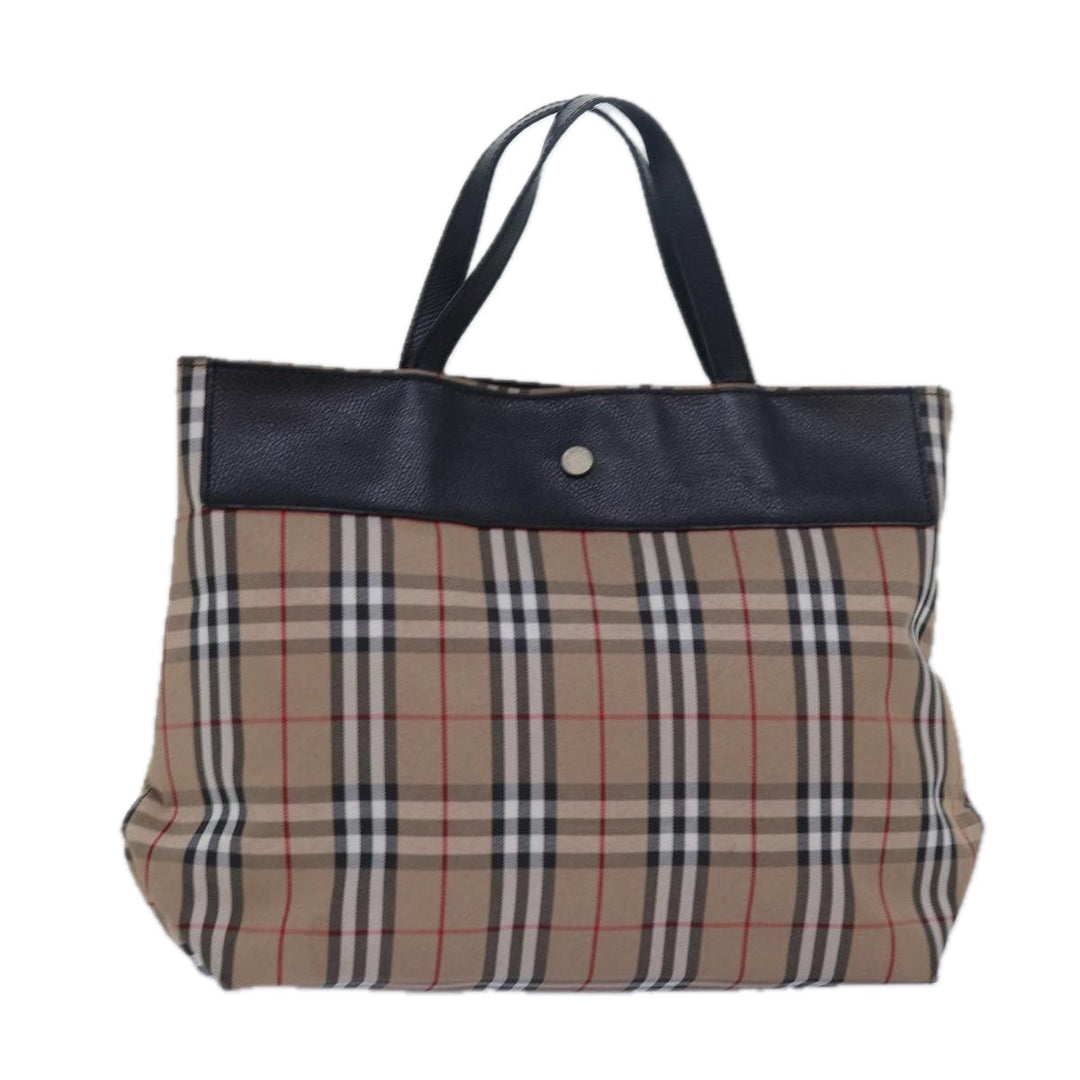 Burberry Nova Check Hand Bag Nylon Beige Auth 79582
