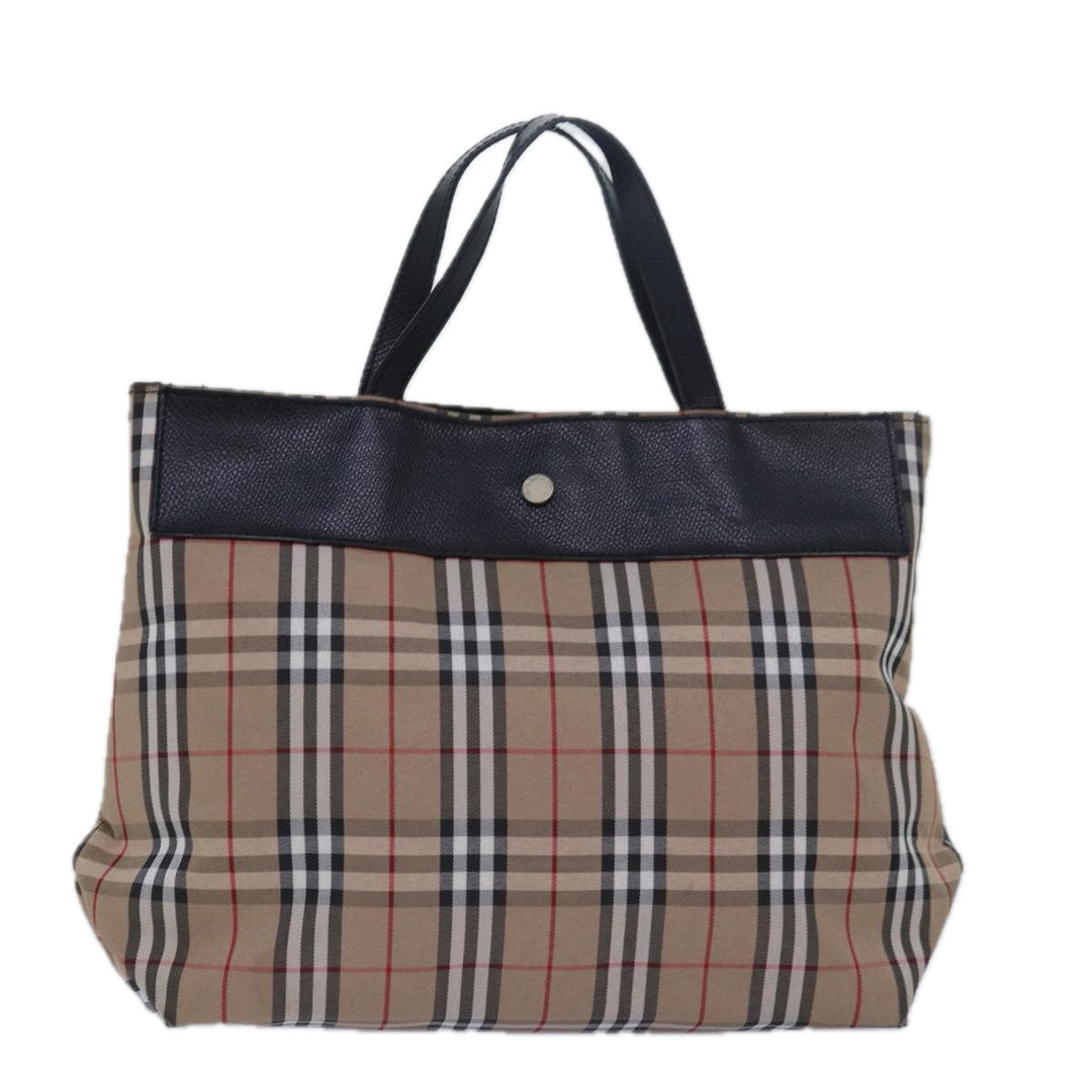 Burberry Nova Check Hand Bag Nylon Beige Auth 79582
