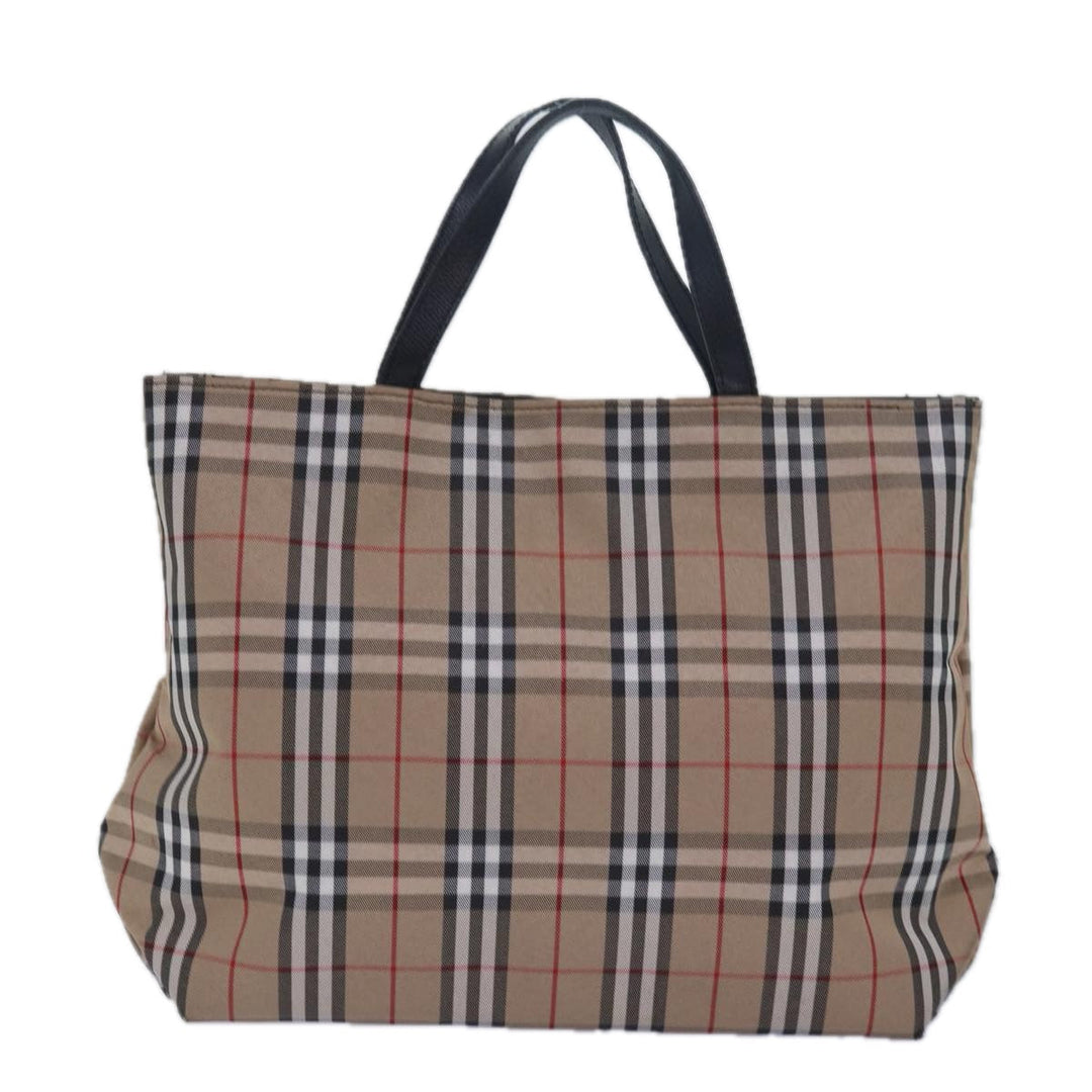 Burberry Nova Check Hand Bag Nylon Beige Auth 79582