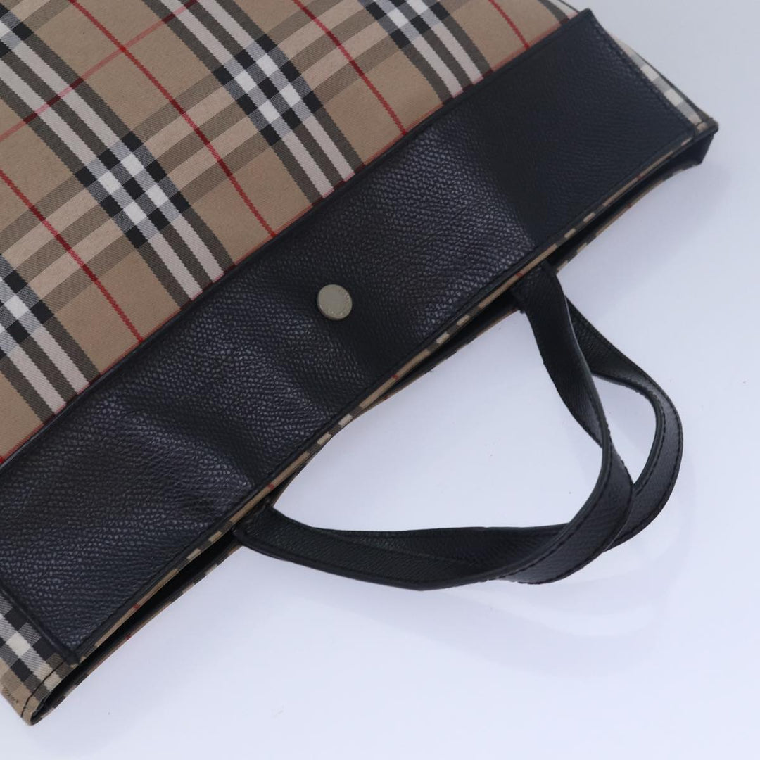 Burberry Nova Check Hand Bag Nylon Beige Auth 79582