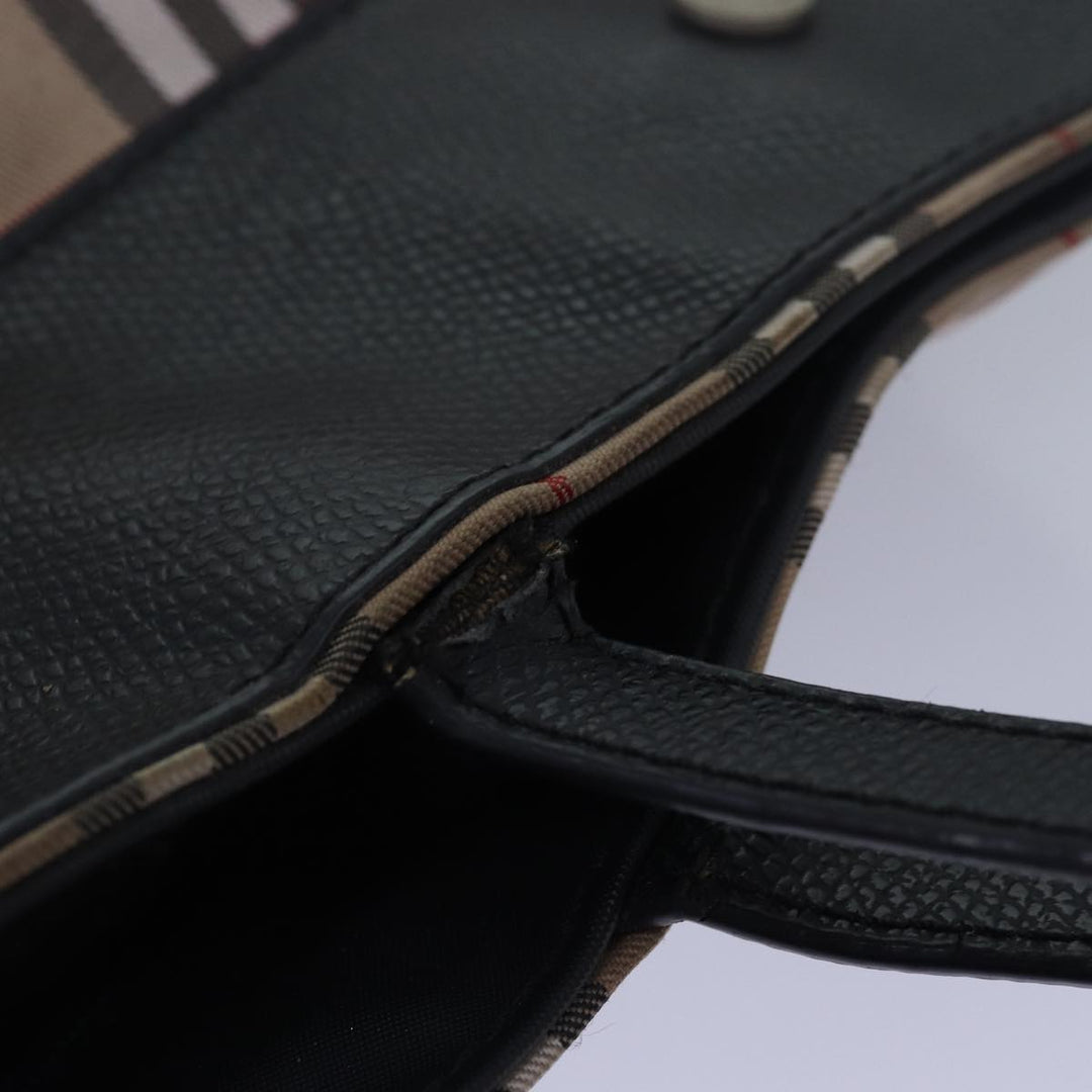Burberry Nova Check Hand Bag Nylon Beige Auth 79582