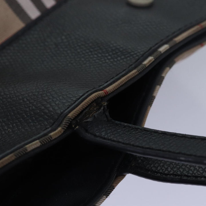 Burberry Nova Check Hand Bag Nylon Beige Auth 79582