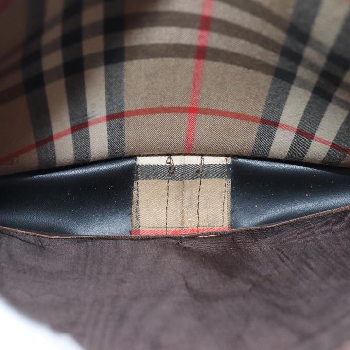 BurberrySs Nova Check Shoulder Bag Canvas Brown Dark Brown Auth 79633