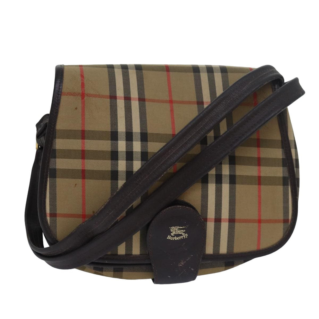 BurberrySs Nova Check Shoulder Bag Canvas Brown Dark Brown Auth 79633