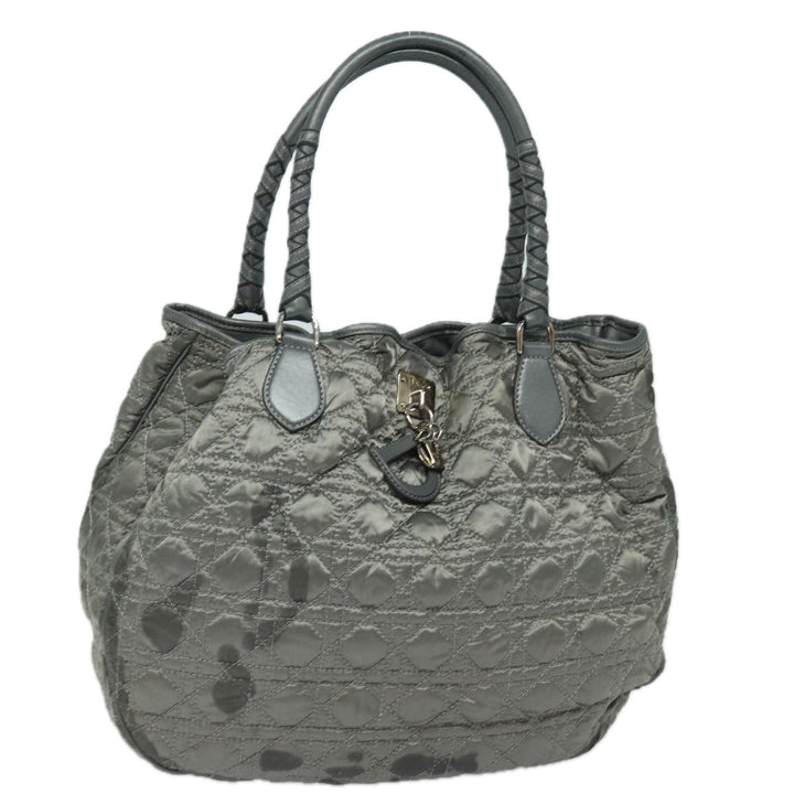 CHRISTIAN Top quality Dior Lady Top quality Dior Canage Hand Bag Nylon Gray Auth 79635