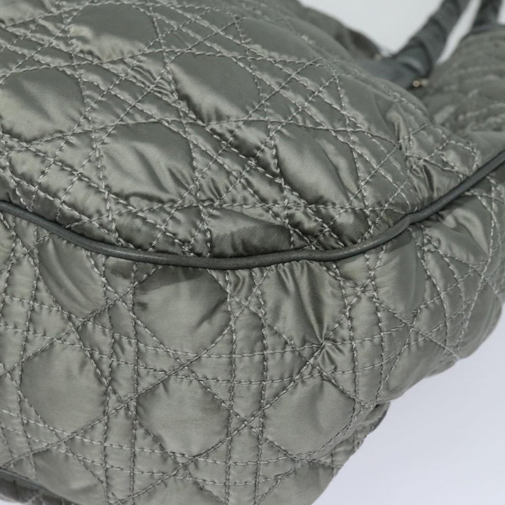 CHRISTIAN Top quality Dior Lady Top quality Dior Canage Hand Bag Nylon Gray Auth 79635