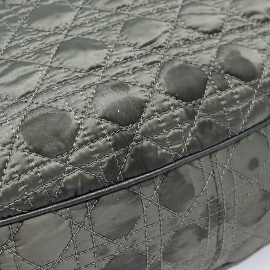 CHRISTIAN Top quality Dior Lady Top quality Dior Canage Hand Bag Nylon Gray Auth 79635