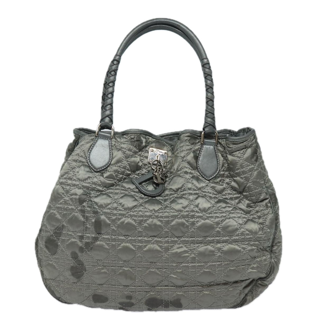 CHRISTIAN Top quality Dior Lady Top quality Dior Canage Hand Bag Nylon Gray Auth 79635