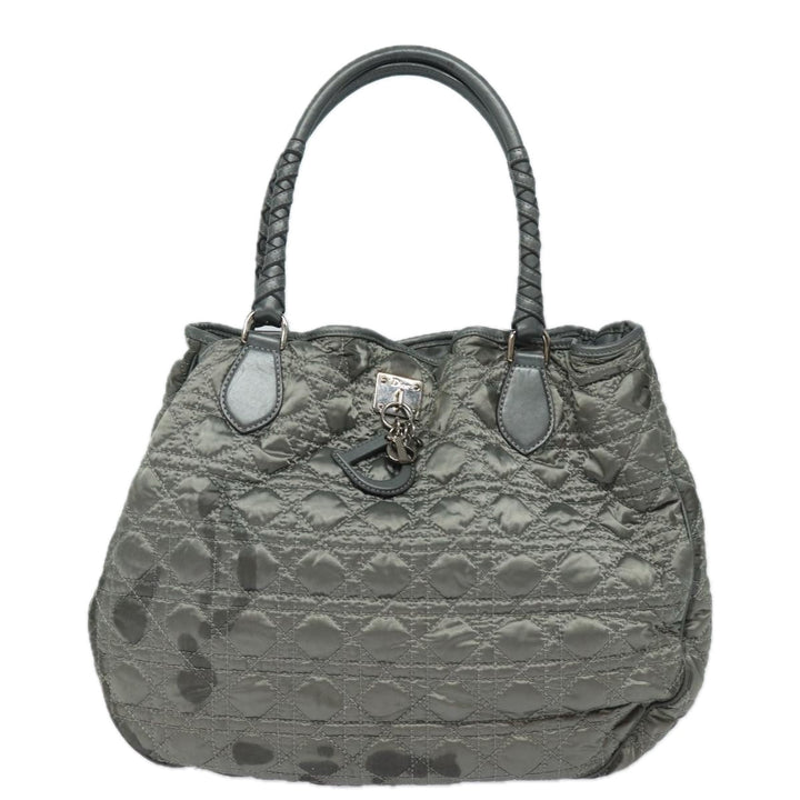 CHRISTIAN Top quality Dior Lady Top quality Dior Canage Hand Bag Nylon Gray Auth 79635
