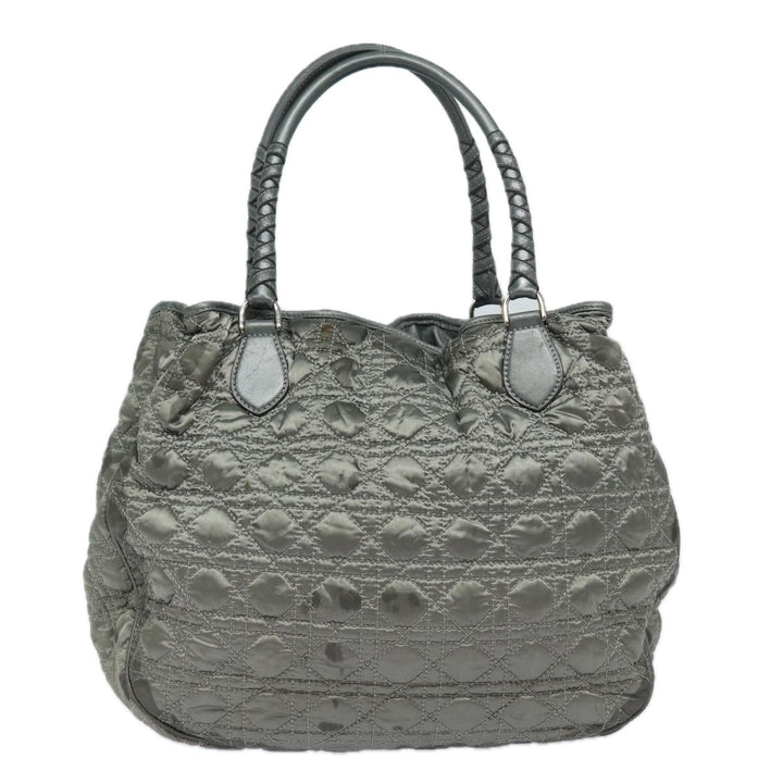 CHRISTIAN Top quality Dior Lady Top quality Dior Canage Hand Bag Nylon Gray Auth 79635