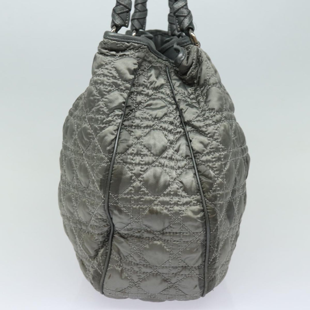 CHRISTIAN Top quality Dior Lady Top quality Dior Canage Hand Bag Nylon Gray Auth 79635