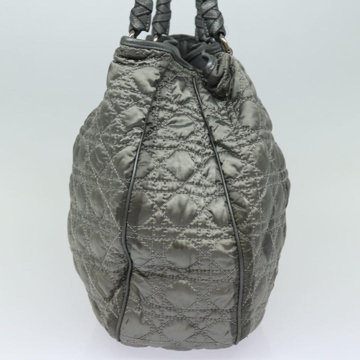 CHRISTIAN Top quality Dior Lady Top quality Dior Canage Hand Bag Nylon Gray Auth 79635