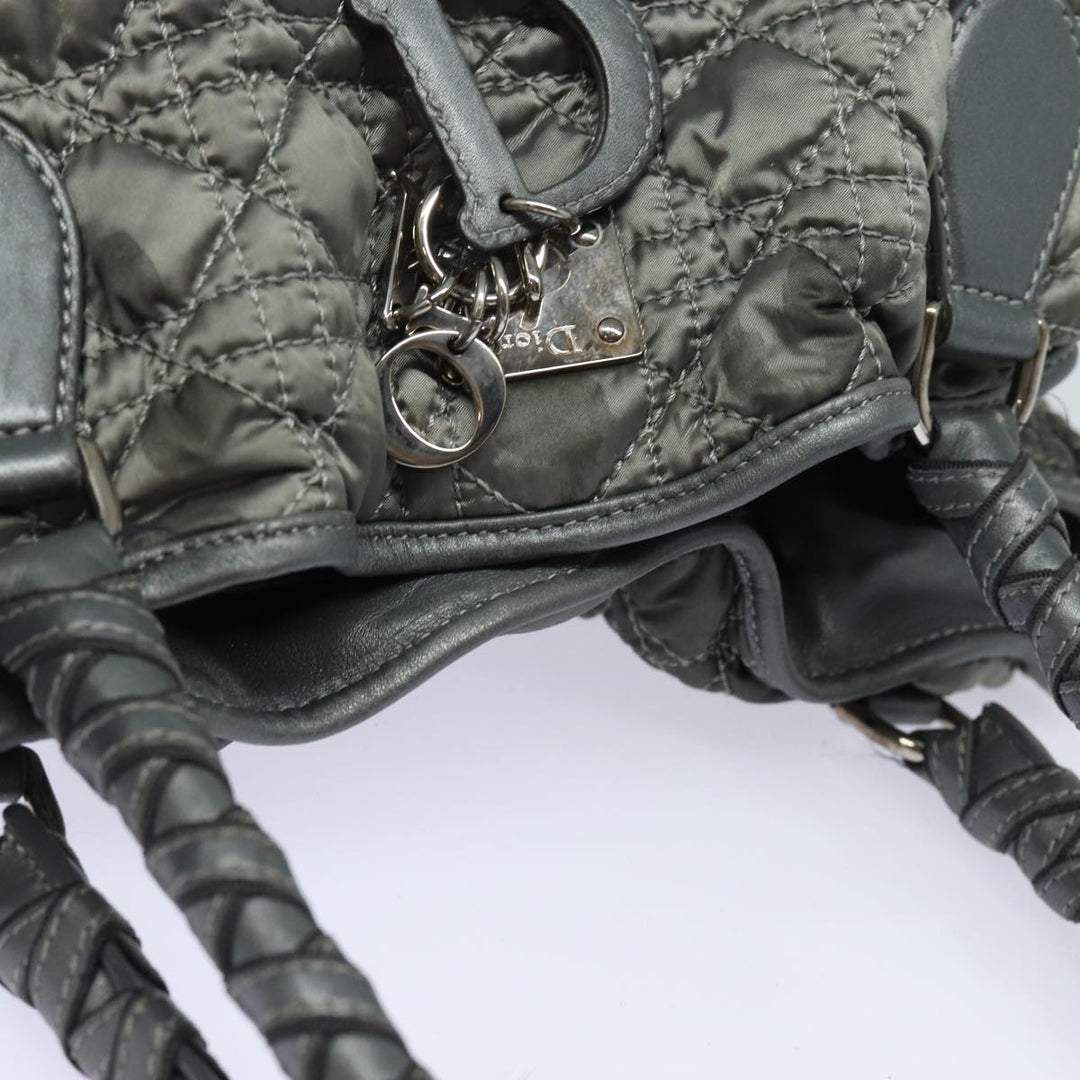 CHRISTIAN Top quality Dior Lady Top quality Dior Canage Hand Bag Nylon Gray Auth 79635