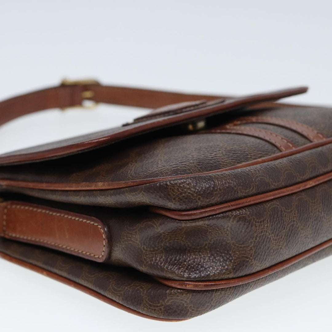 Celine Macadam Canvas Shoulder Bag PVC Leather Brown  79666