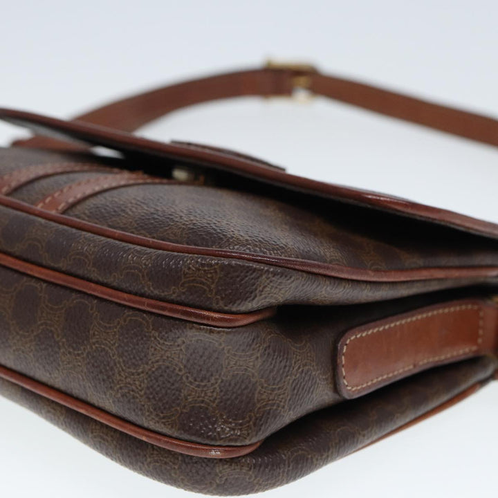 Celine Macadam Canvas Shoulder Bag PVC Leather Brown  79666