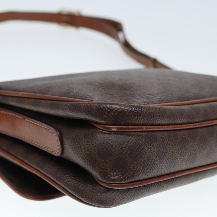 Celine Macadam Canvas Shoulder Bag PVC Leather Brown  79666