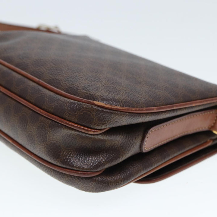 Celine Macadam Canvas Shoulder Bag PVC Leather Brown  79666