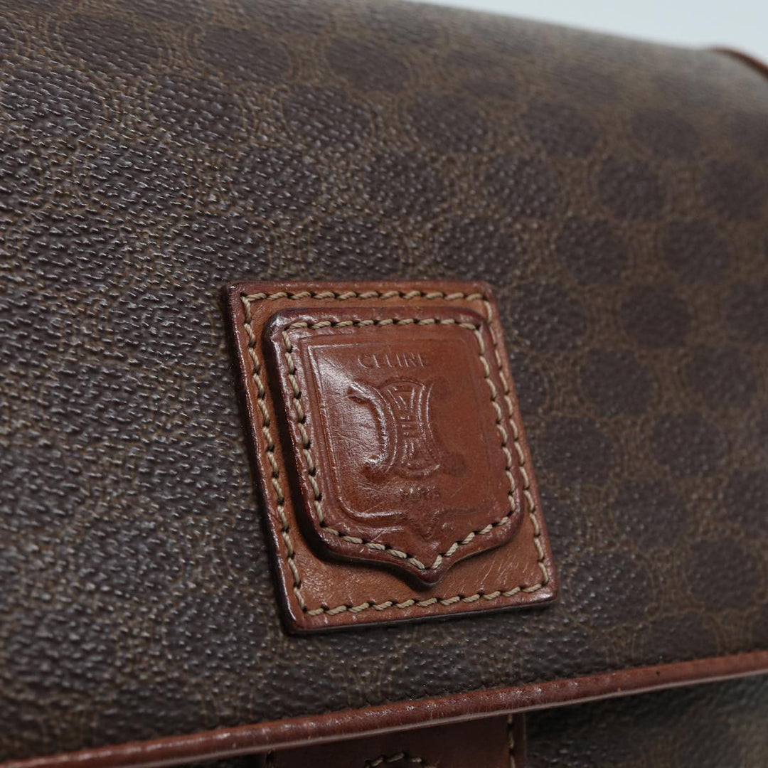 Celine Macadam Canvas Shoulder Bag PVC Leather Brown  79666