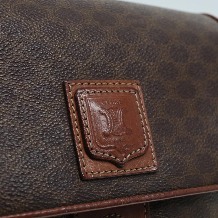 Celine Macadam Canvas Shoulder Bag PVC Leather Brown  79666