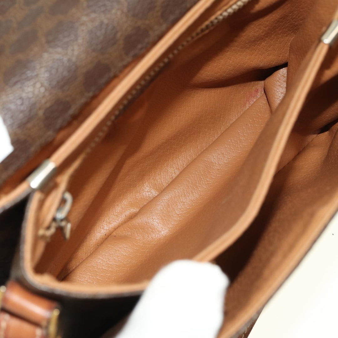 Celine Macadam Canvas Shoulder Bag PVC Leather Brown  79666