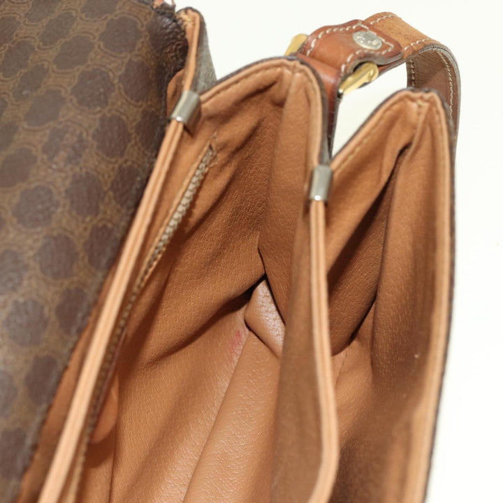 Celine Macadam Canvas Shoulder Bag PVC Leather Brown  79666