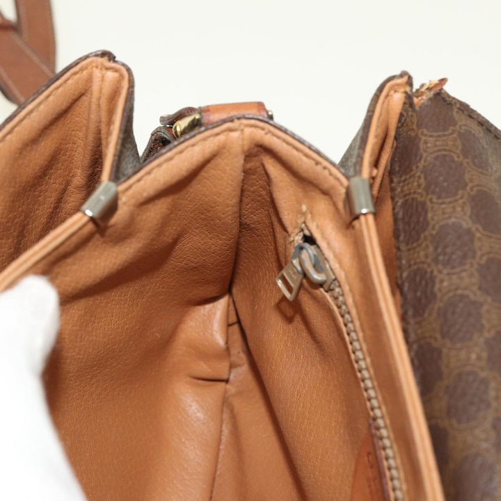 Celine Macadam Canvas Shoulder Bag PVC Leather Brown  79666