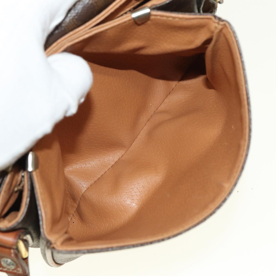 Celine Macadam Canvas Shoulder Bag PVC Leather Brown  79666