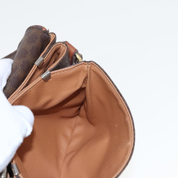 Celine Macadam Canvas Shoulder Bag PVC Leather Brown  79666