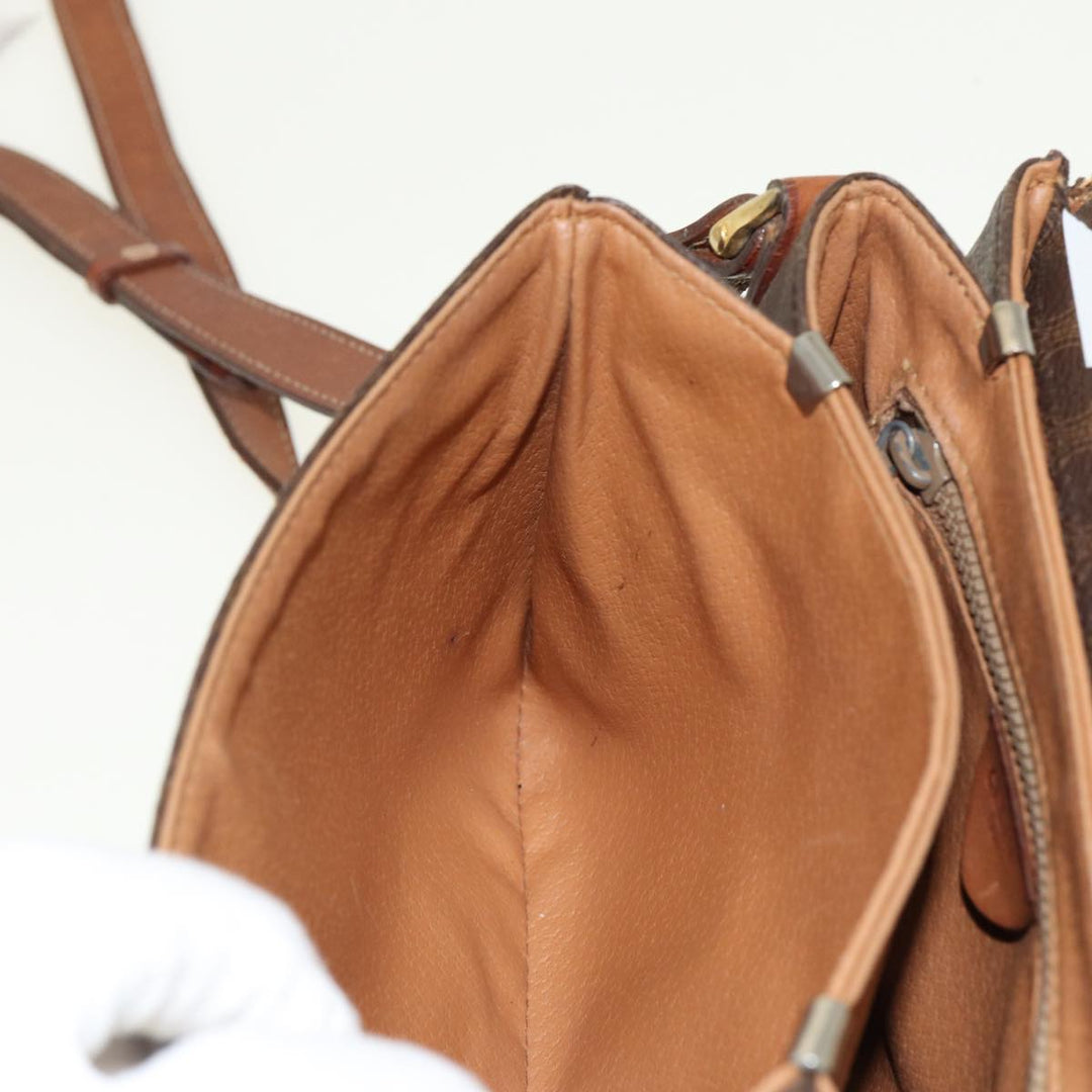 Celine Macadam Canvas Shoulder Bag PVC Leather Brown  79666