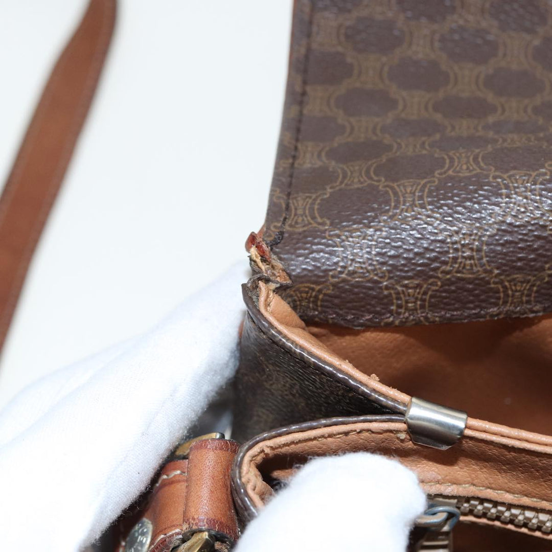 Celine Macadam Canvas Shoulder Bag PVC Leather Brown  79666