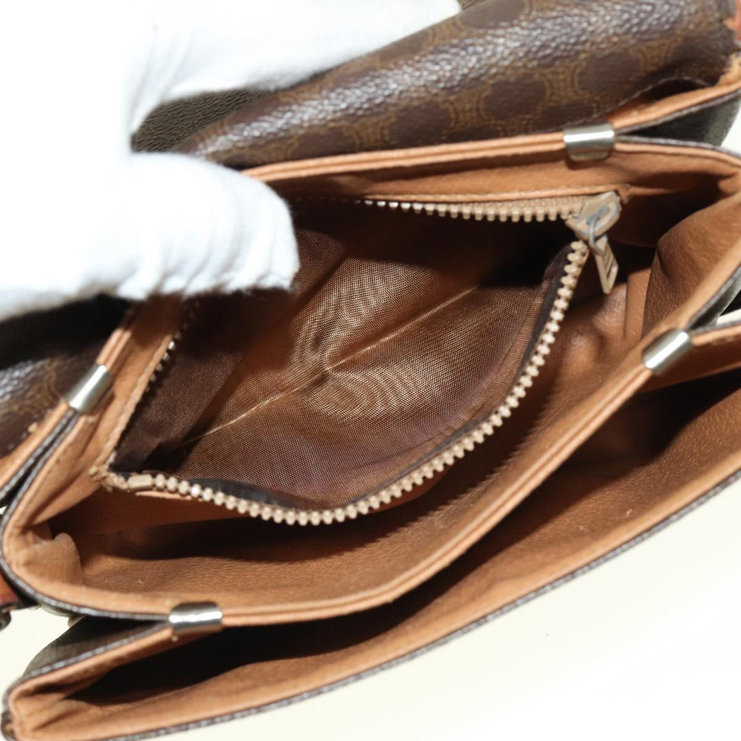Celine Macadam Canvas Shoulder Bag PVC Leather Brown  79666
