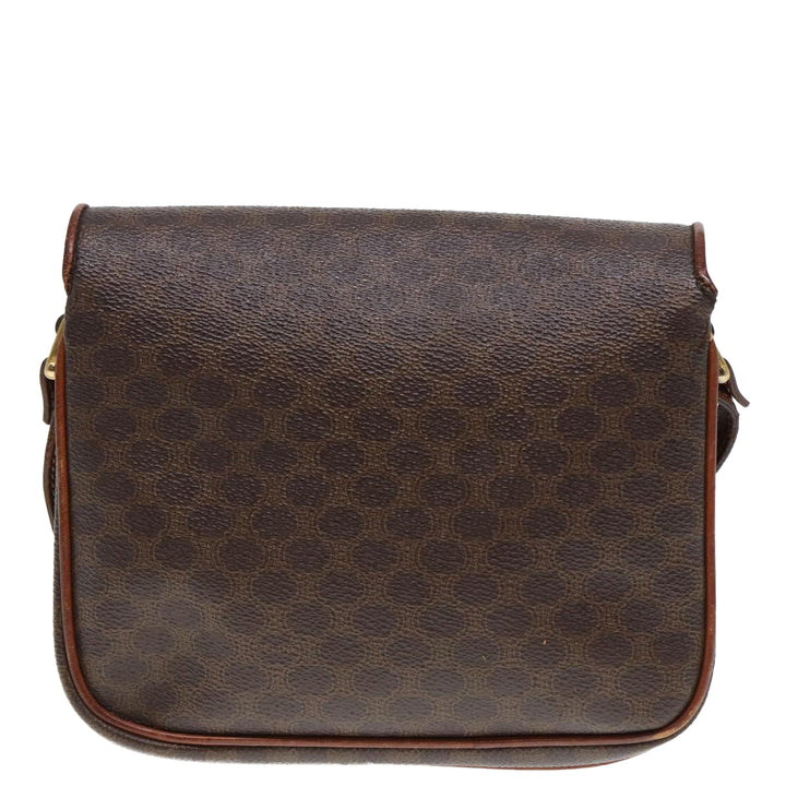 Celine Macadam Canvas Shoulder Bag PVC Leather Brown  79666