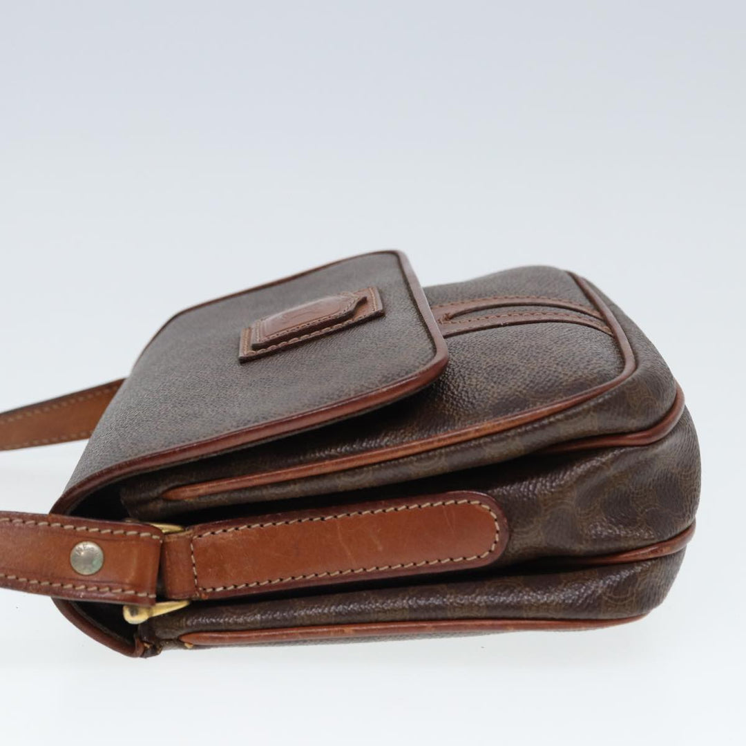 Celine Macadam Canvas Shoulder Bag PVC Leather Brown  79666