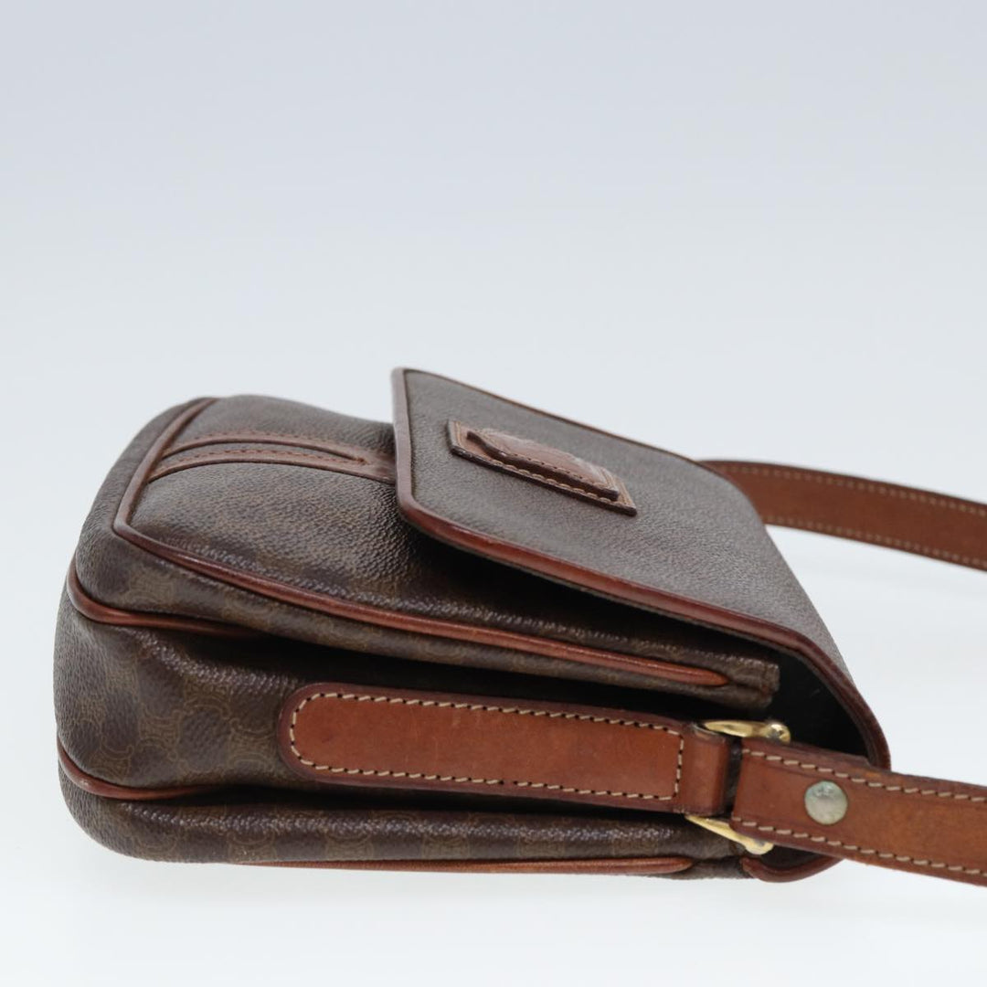 Celine Macadam Canvas Shoulder Bag PVC Leather Brown  79666