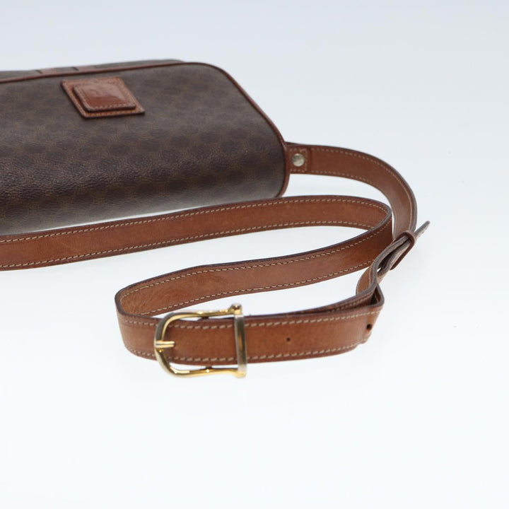 Celine Macadam Canvas Shoulder Bag PVC Leather Brown  79666