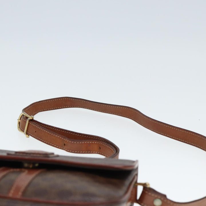 Celine Macadam Canvas Shoulder Bag PVC Leather Brown  79666