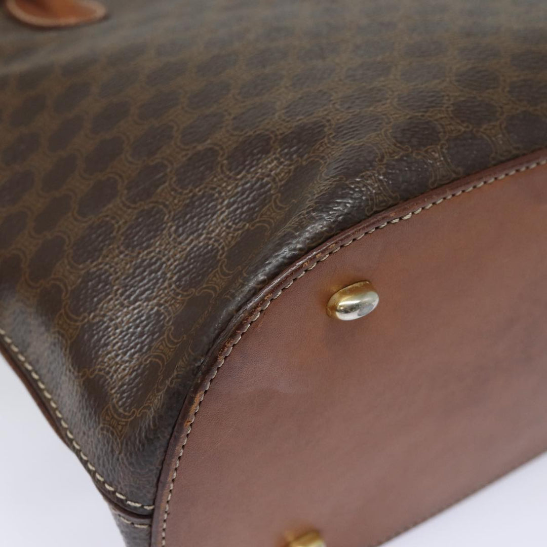 Celine Macadam Canvas Hand Bag PVC Leather Brown  79677