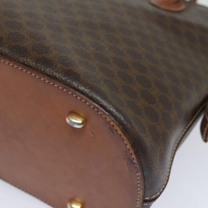 Celine Macadam Canvas Hand Bag PVC Leather Brown  79677