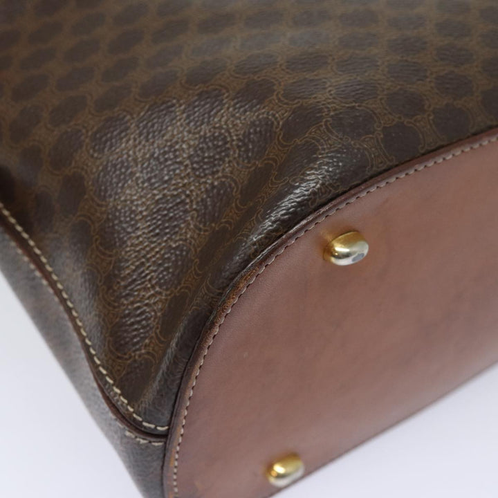 Celine Macadam Canvas Hand Bag PVC Leather Brown  79677