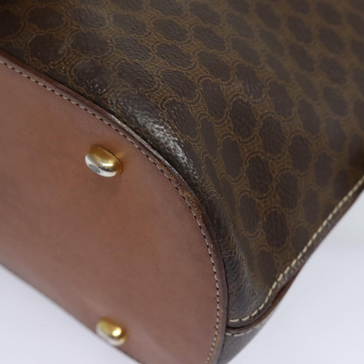 Celine Macadam Canvas Hand Bag PVC Leather Brown  79677