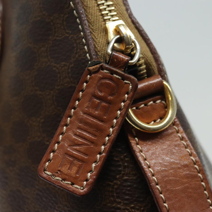 Celine Macadam Canvas Hand Bag PVC Leather Brown  79677