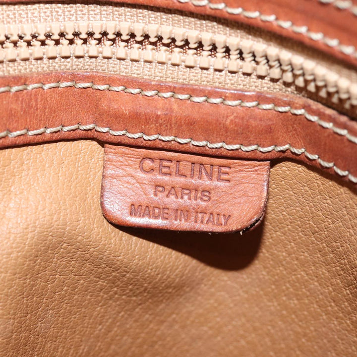 Celine Macadam Canvas Hand Bag PVC Leather Brown  79677