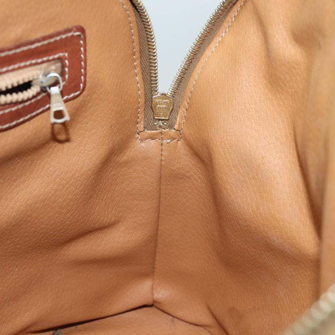 Celine Macadam Canvas Hand Bag PVC Leather Brown  79677