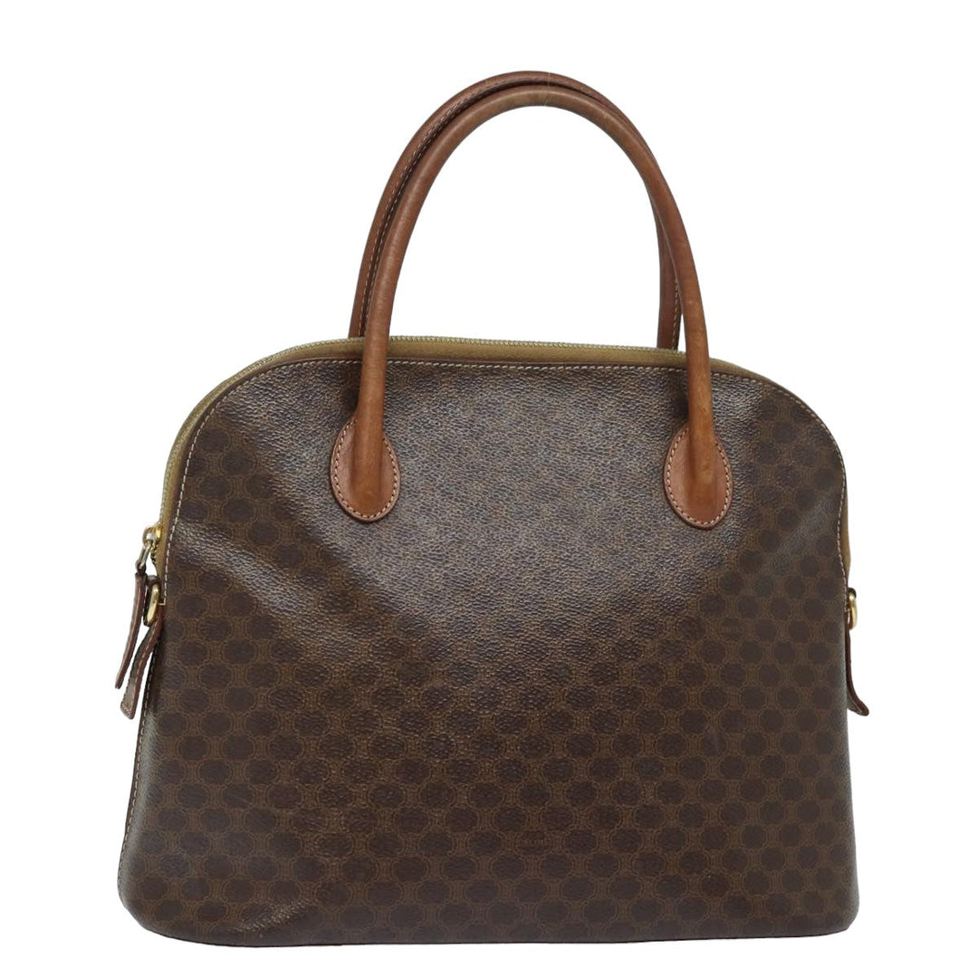 Celine Macadam Canvas Hand Bag PVC Leather Brown  79677