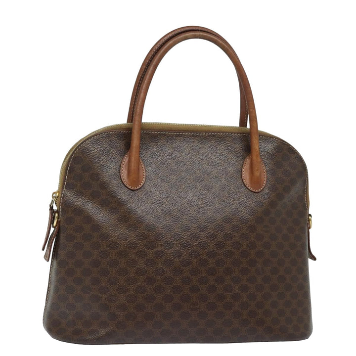 Celine Macadam Canvas Hand Bag PVC Leather Brown  79677