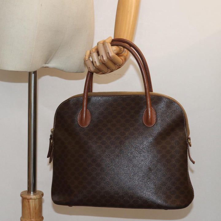 Celine Macadam Canvas Hand Bag PVC Leather Brown  79677